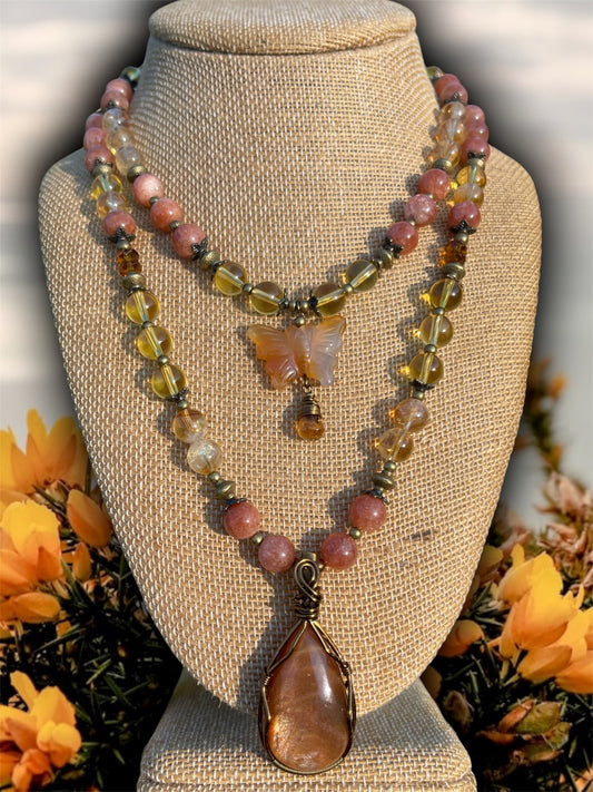 Monarch • Sunstone, Citrine + Carnelian Necklace Set