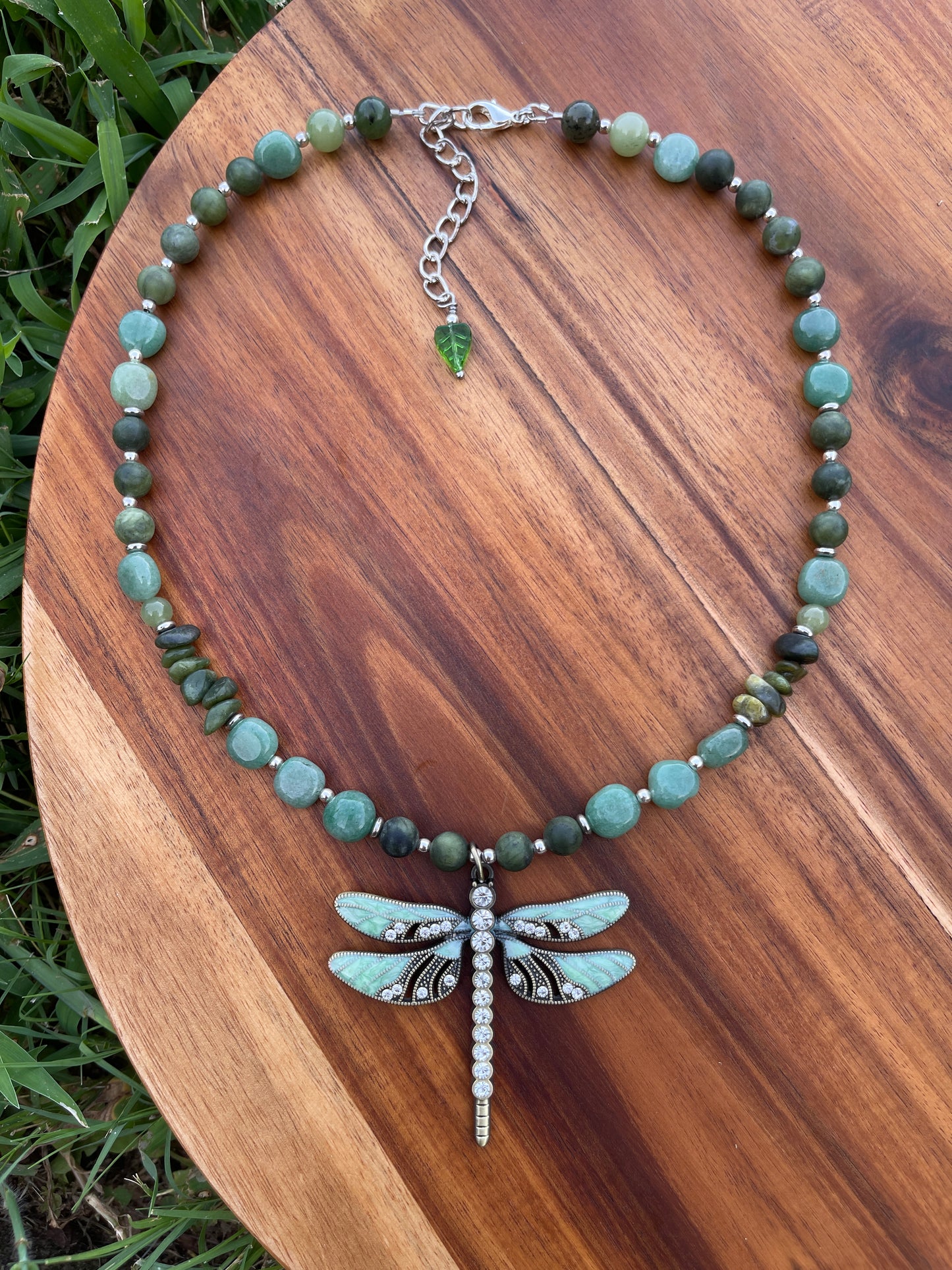 Willow • Green Aventurine + Jade Dragonfly Necklace