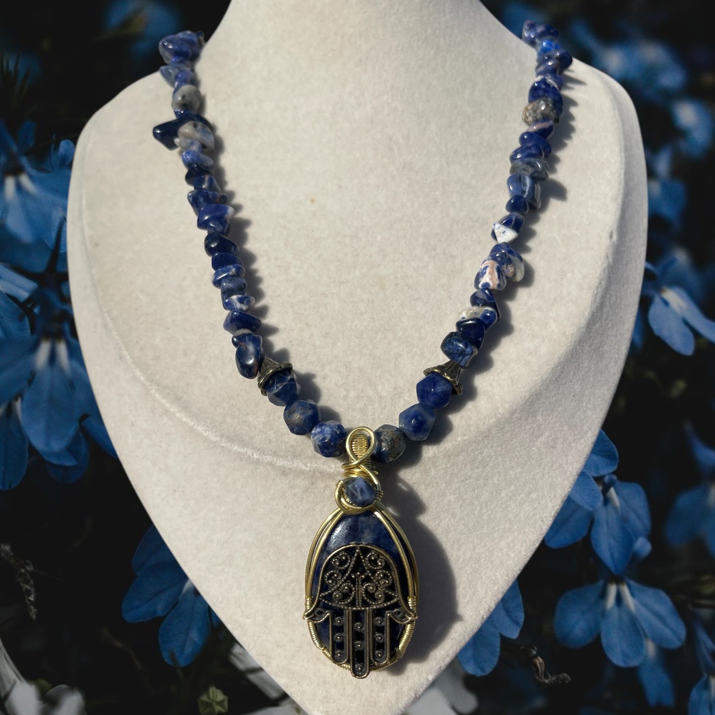 Zephyr • Sodalite Hamsa Hand Necklace