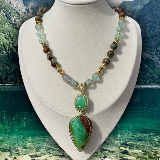 Moxie • Chrysoprase, Fluorite + Green Opal Necklace