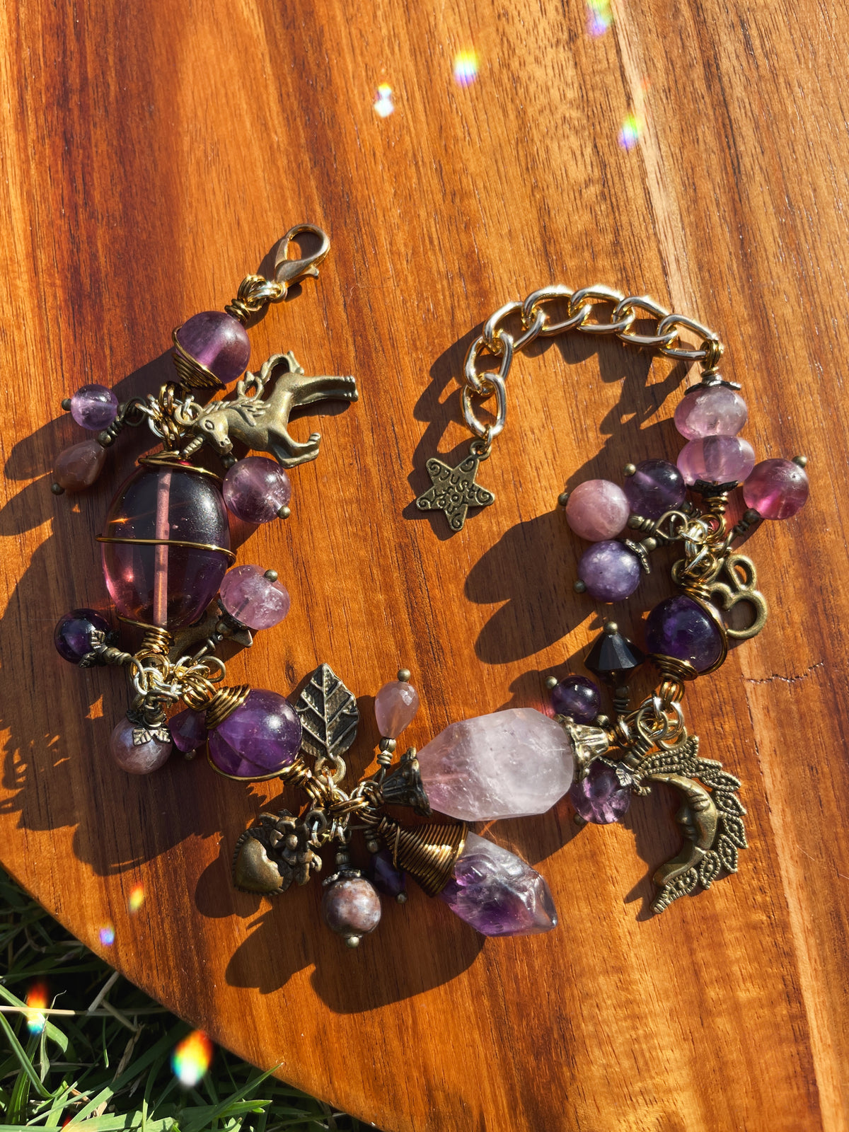 Reign • Amethyst + Lepidolite Charm Bracelet