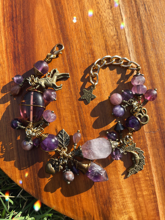 Reign • Amethyst + Lepidolite Charm Bracelet