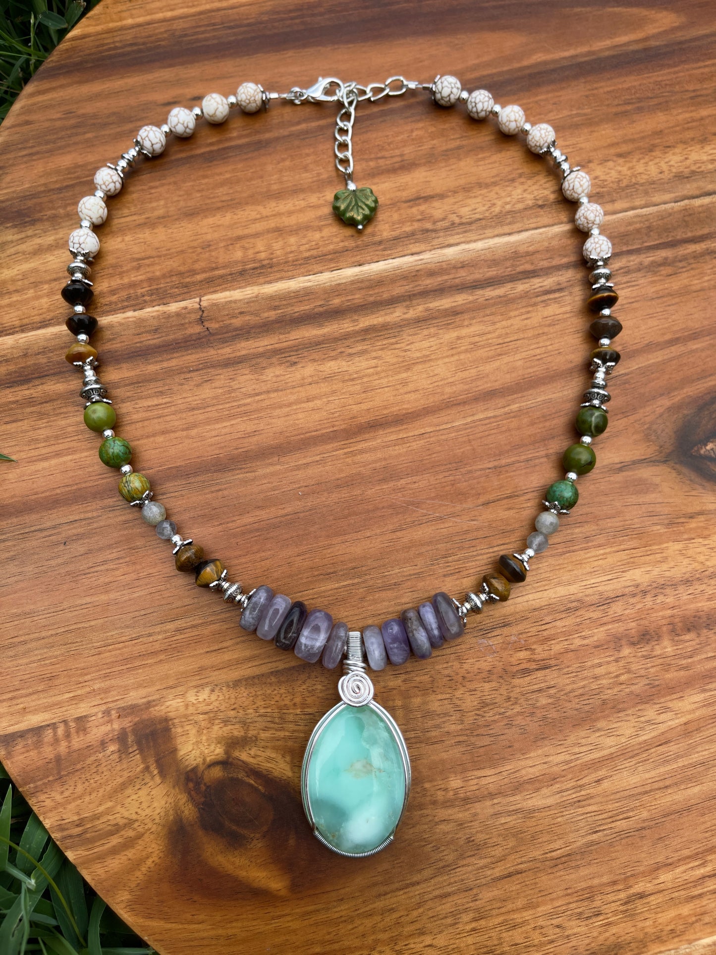 Smokey Mountains • Chrysoprase, Amethyst, Tigers Eye, Turquoise + Howlite Necklace