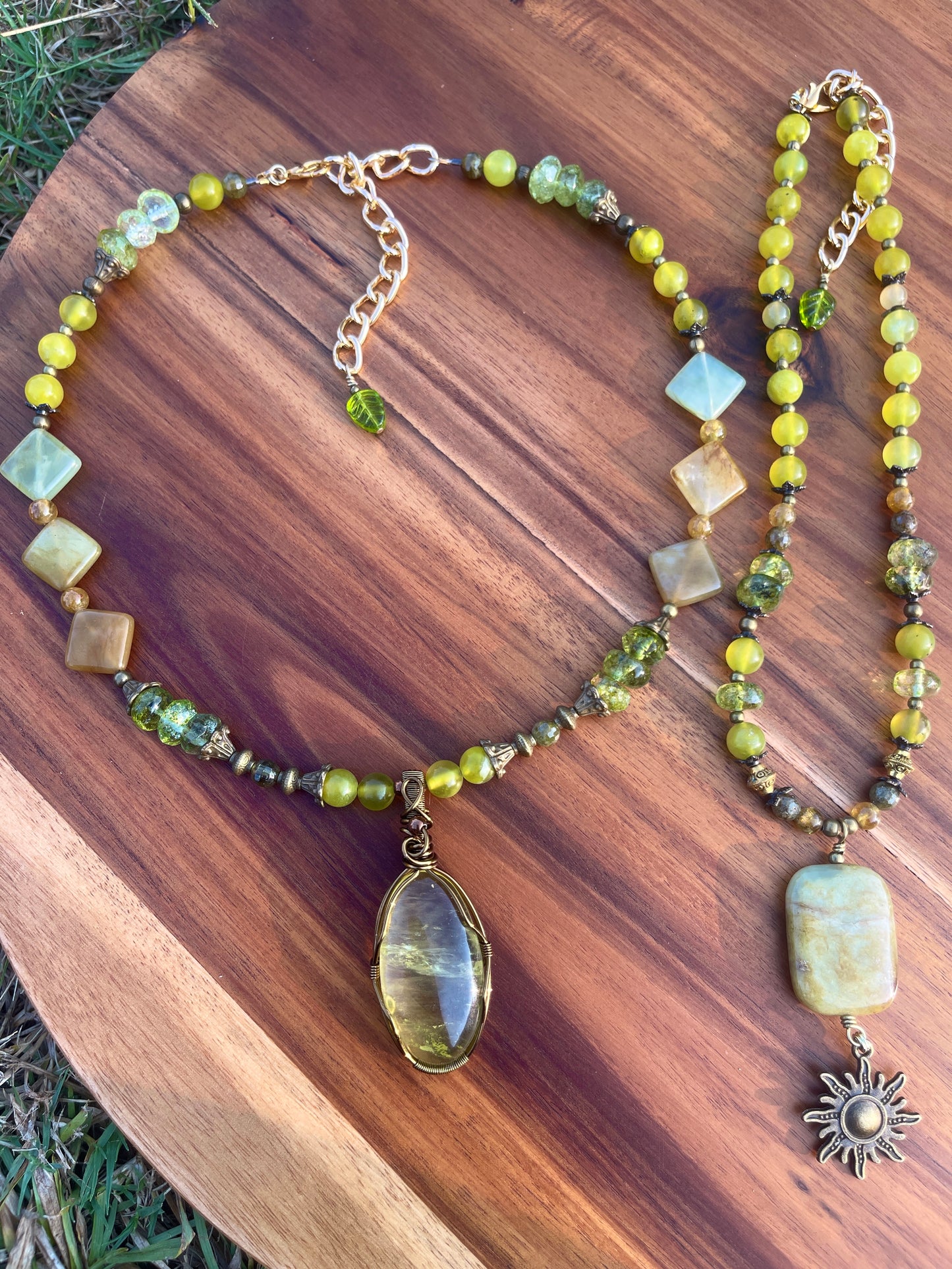 Maya • Peridot, Antique Jade + Lemon Quartz Necklace & Choker Set
