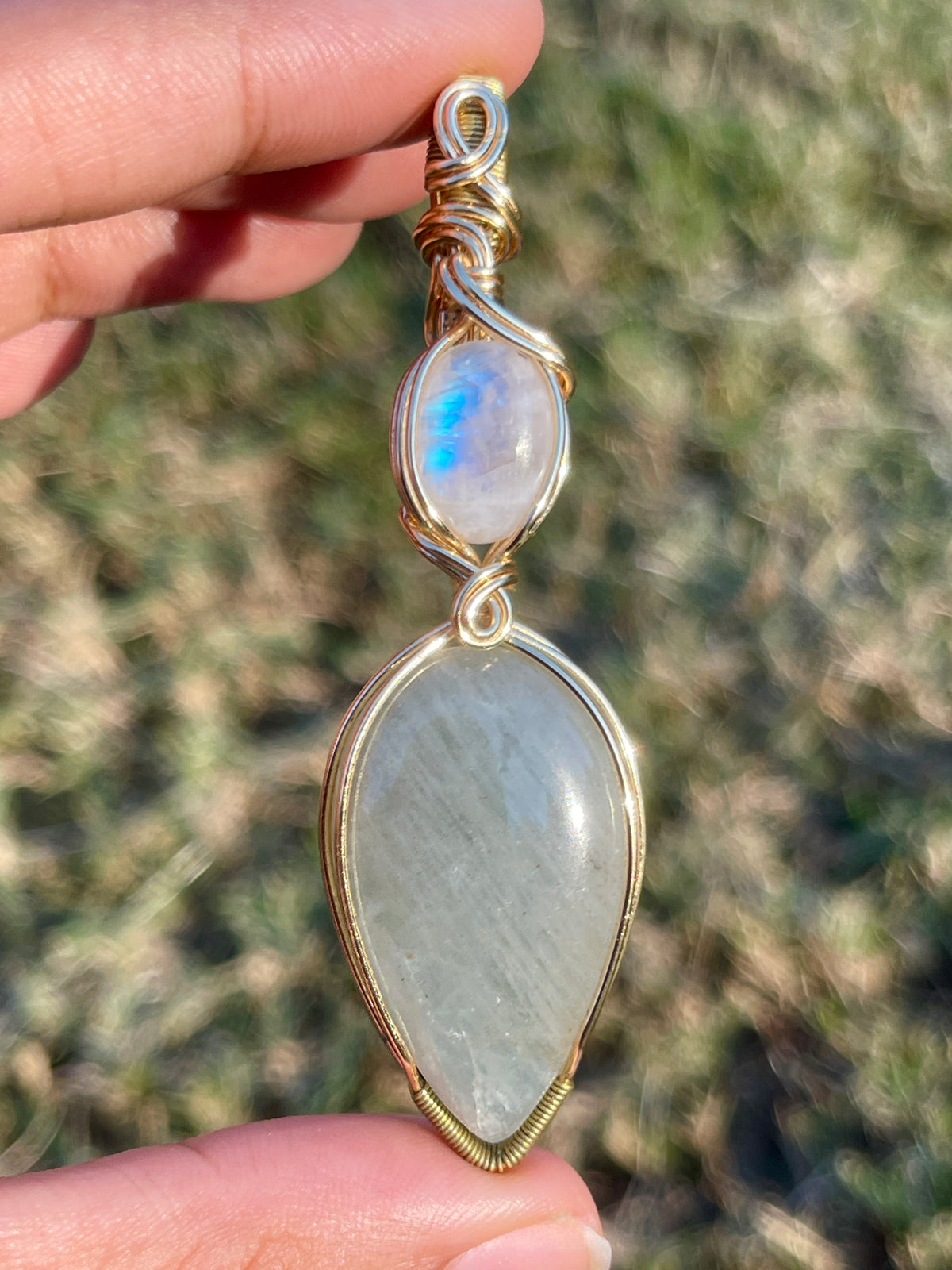 Aquamarine + Moonstone Pendant