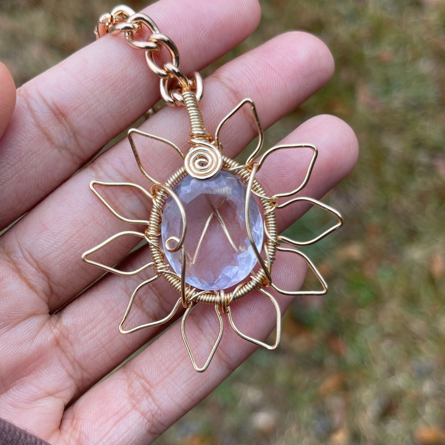 AA Faceted Lilac Amethyst “Golden Bloom” Necklace