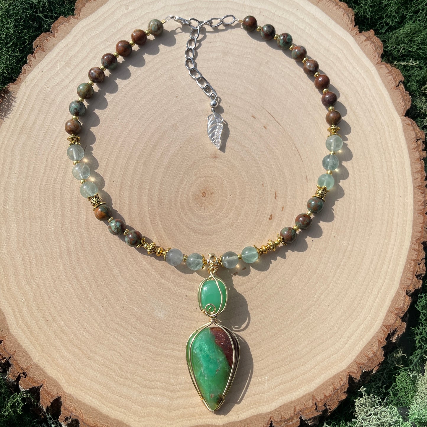 Moxie • Chrysoprase, Fluorite + Green Opal Necklace