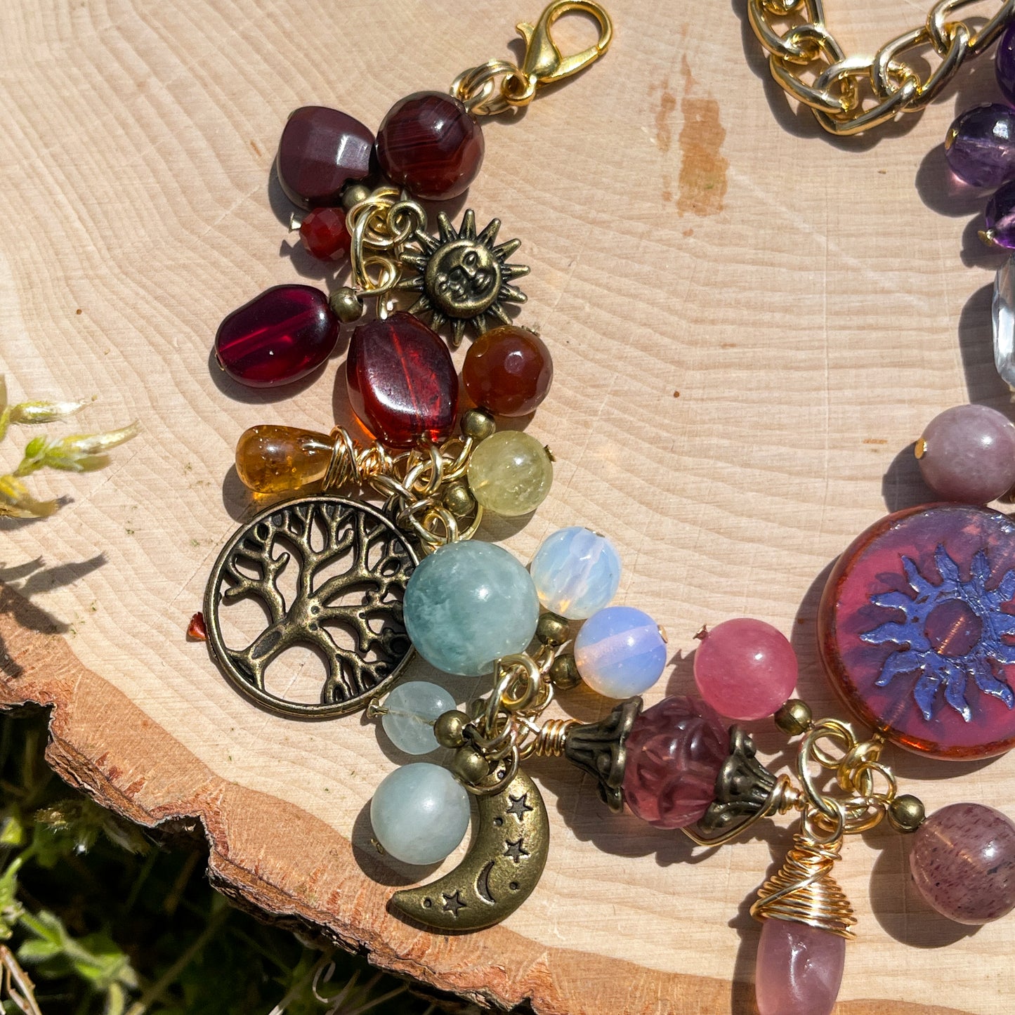 March • Prism Lumina 🪐 Amber, Opalite, Strawberry, Green Garnet, Citrine + Aquamarine Charm Bracelet