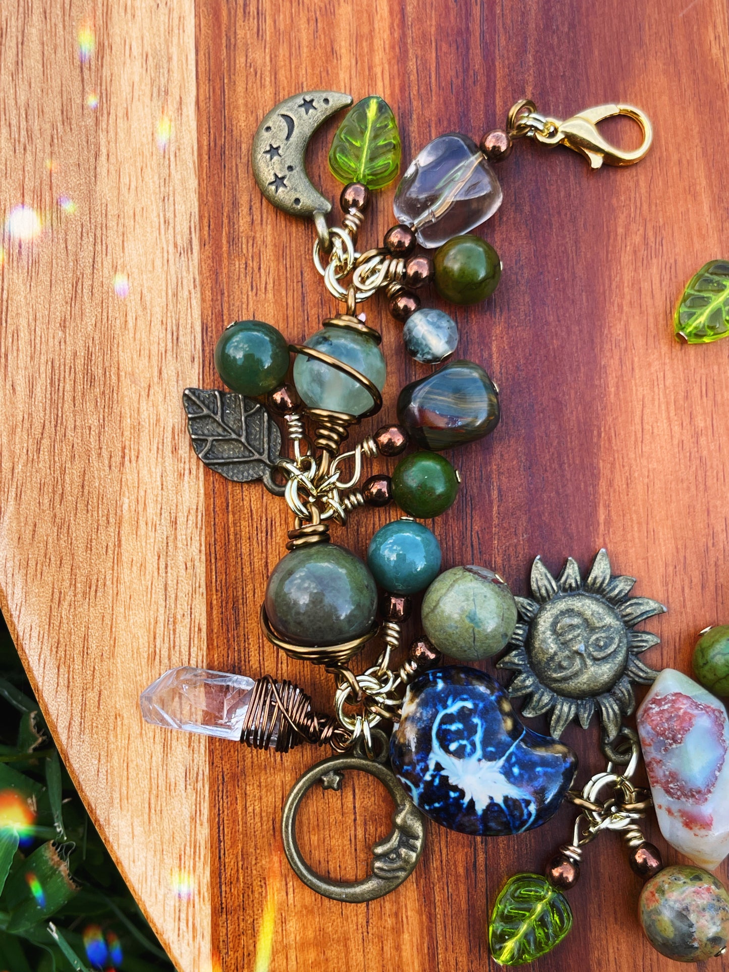 Woodlands • Green Crystal Charm Bracelet