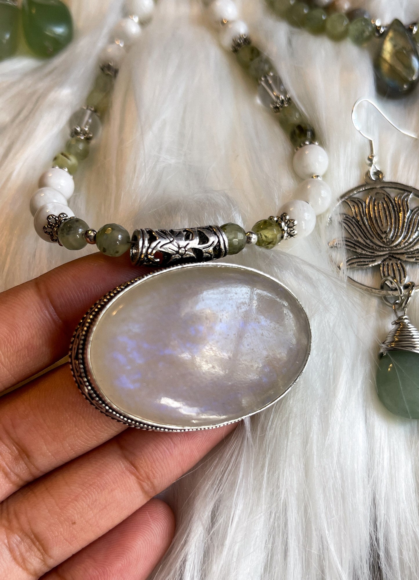Moonstone + Prehnite Necklace