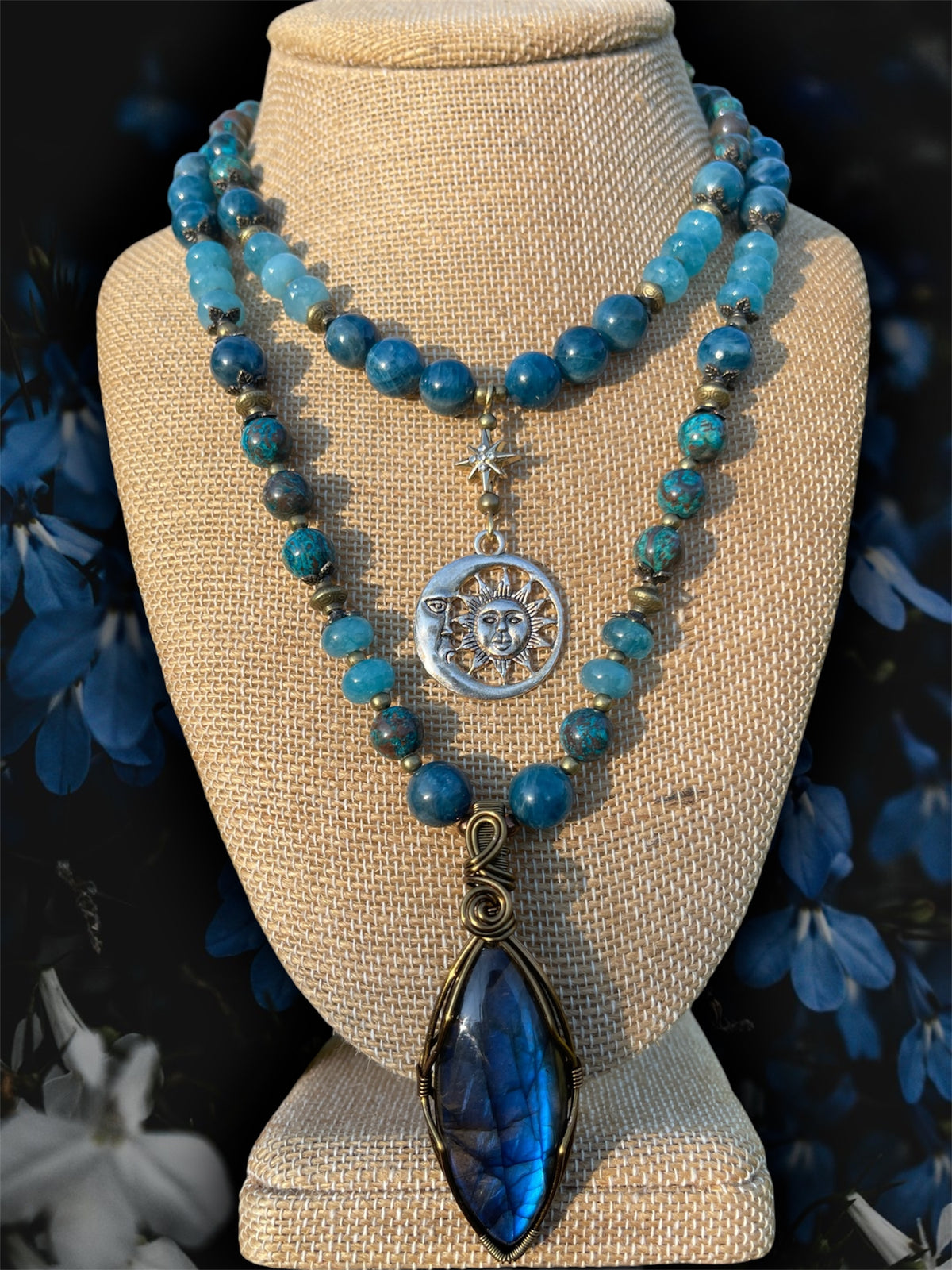 Dreamy • Labradorite, Apatite + Chrysocolla Necklace Set