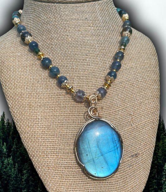 Serenity • AAA Labradorite, Blue Candy Fluorite + Chrysocolla Necklace