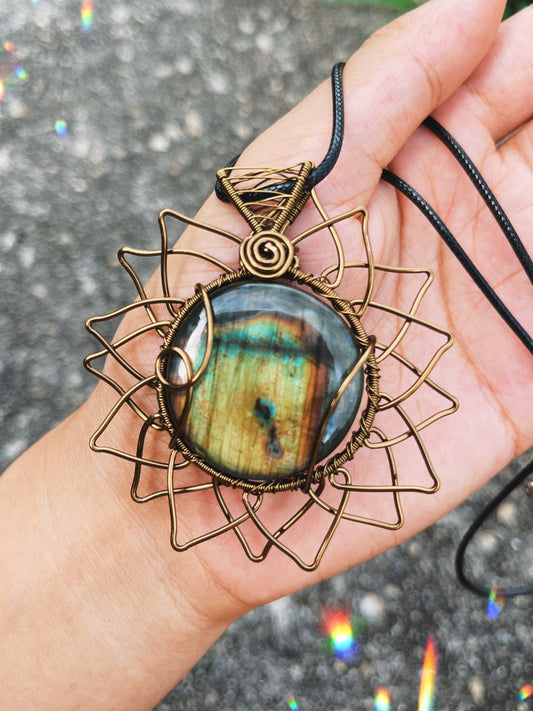 Labradorite Sunflower Pendant