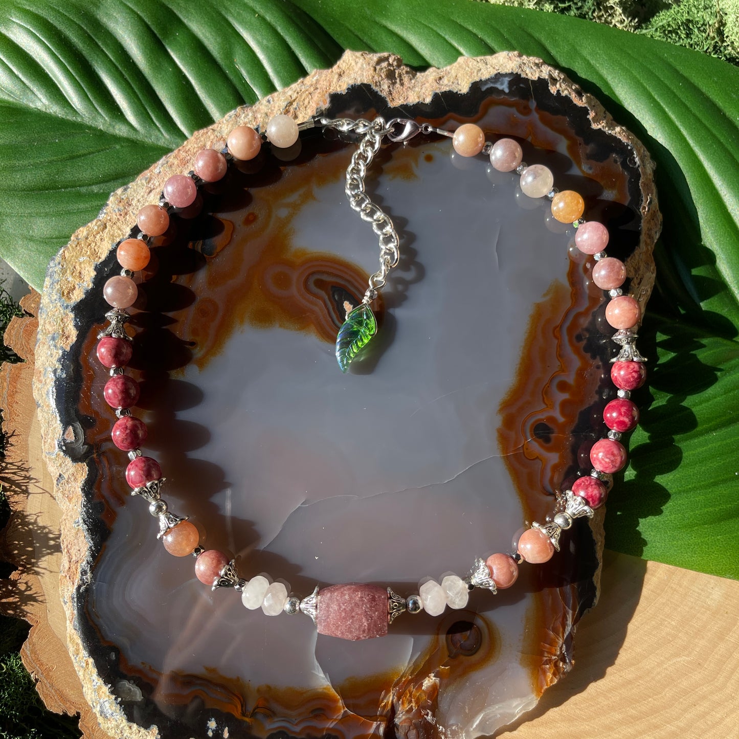 Evie • Strawberry Quartz, Brick Magnesite + Rose Quartz Choker