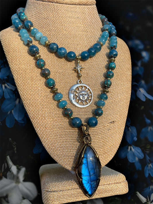 Dreamy • Labradorite, Apatite + Chrysocolla Necklace Set