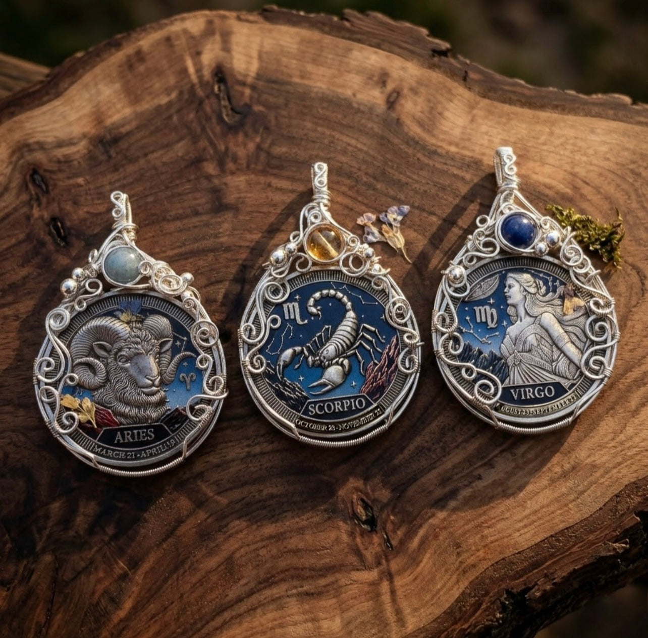 Crystal Zodiac Birthstone Pendants • Claim Your Sign