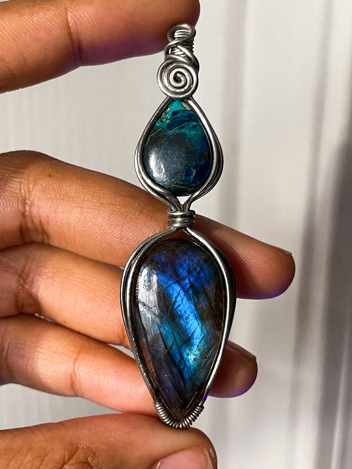 Azurite + Labradorite Pendant