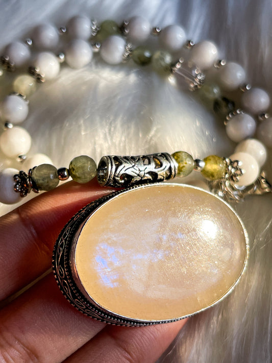 Moonstone + Prehnite Necklace