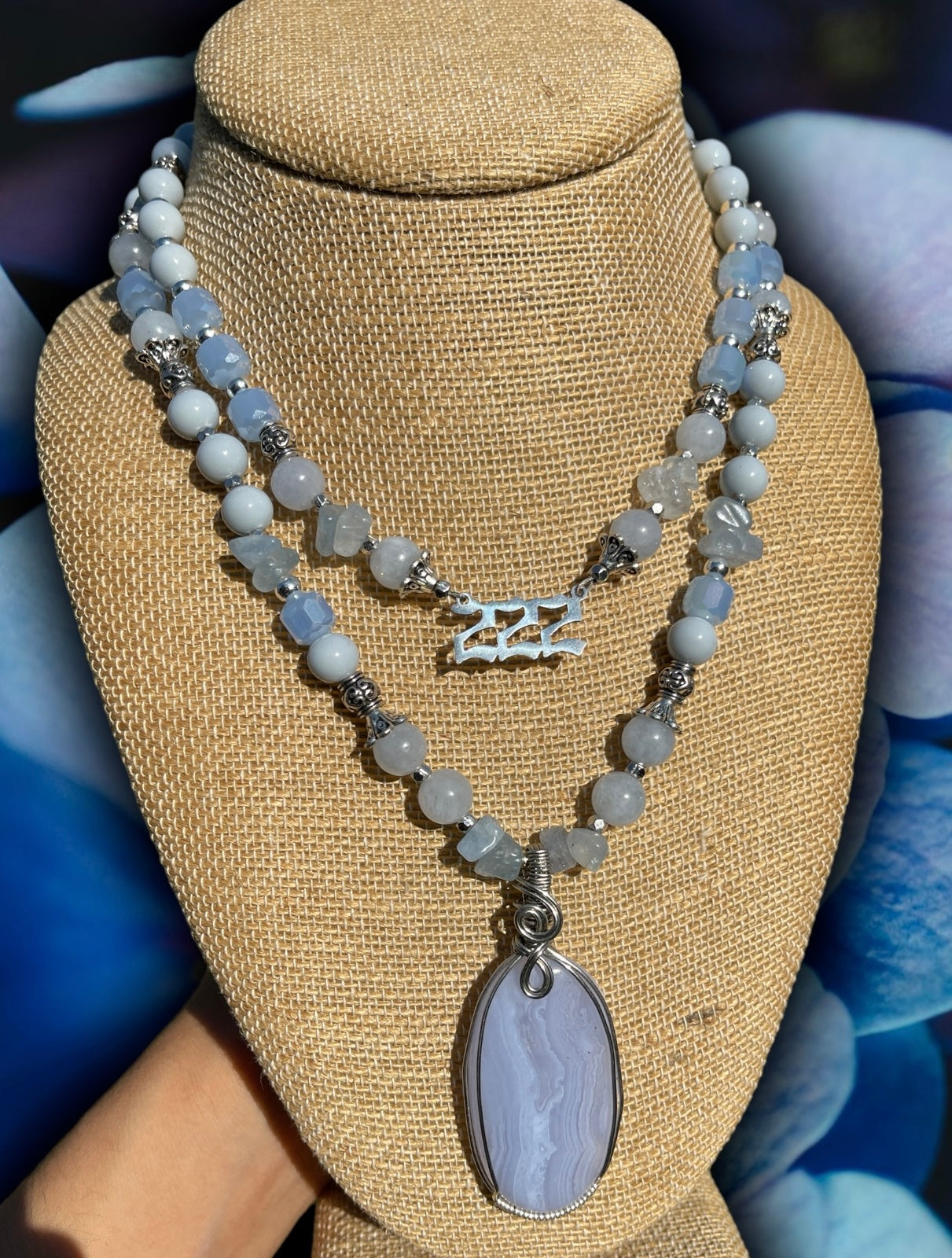 222 • Aquamarine & Blue Lace Agate Set