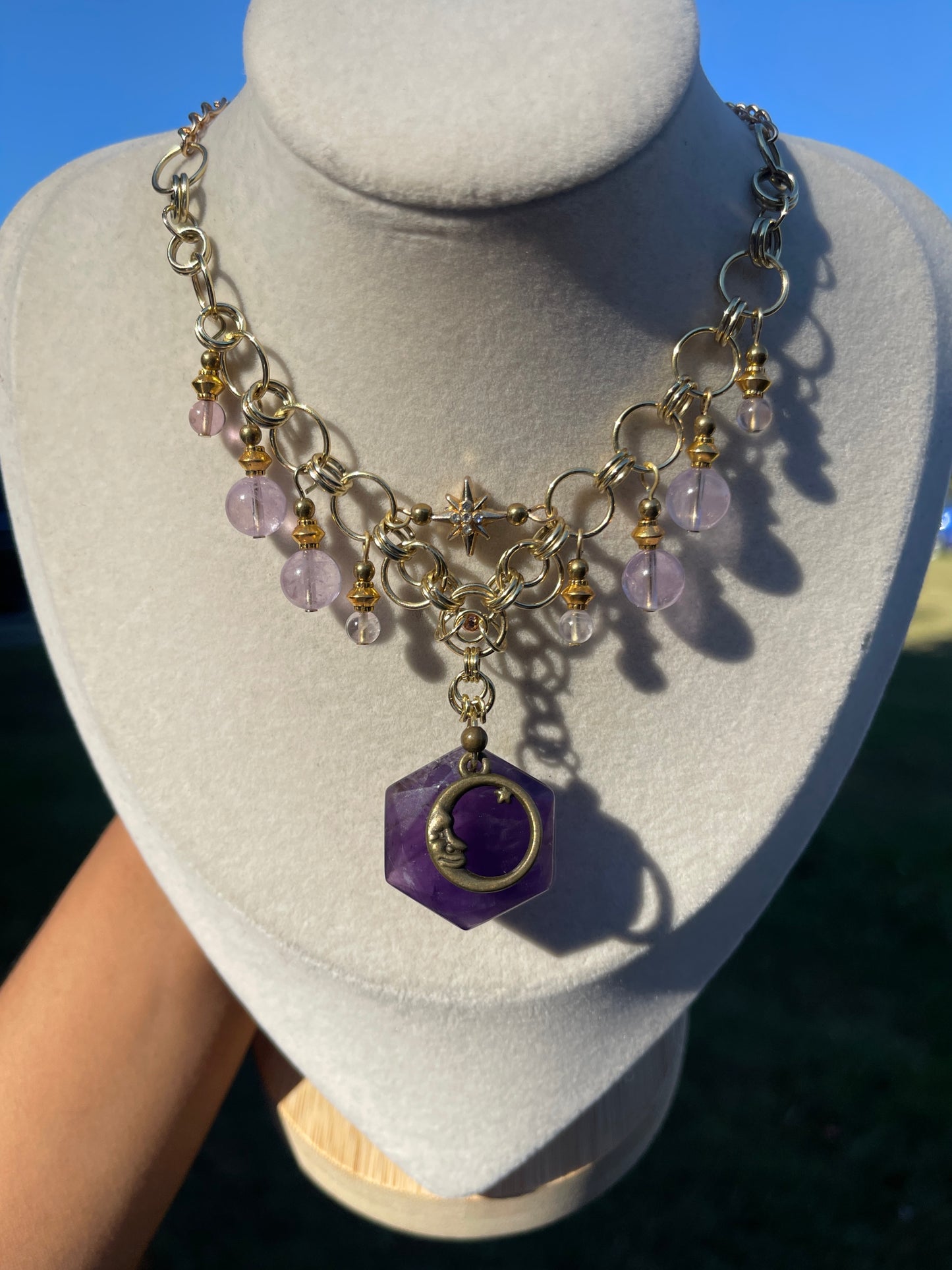 Cosmic Skies Chainmail Amethyst Necklace