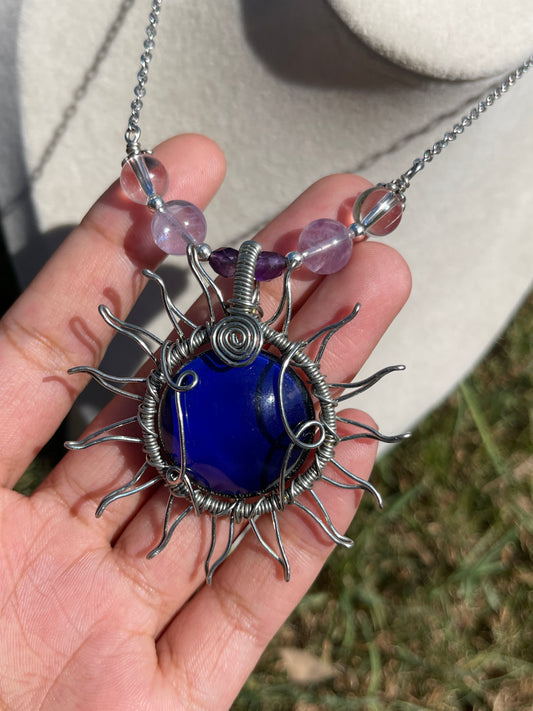 Wire-Wrapped Sun “Mood Pendant” Necklace