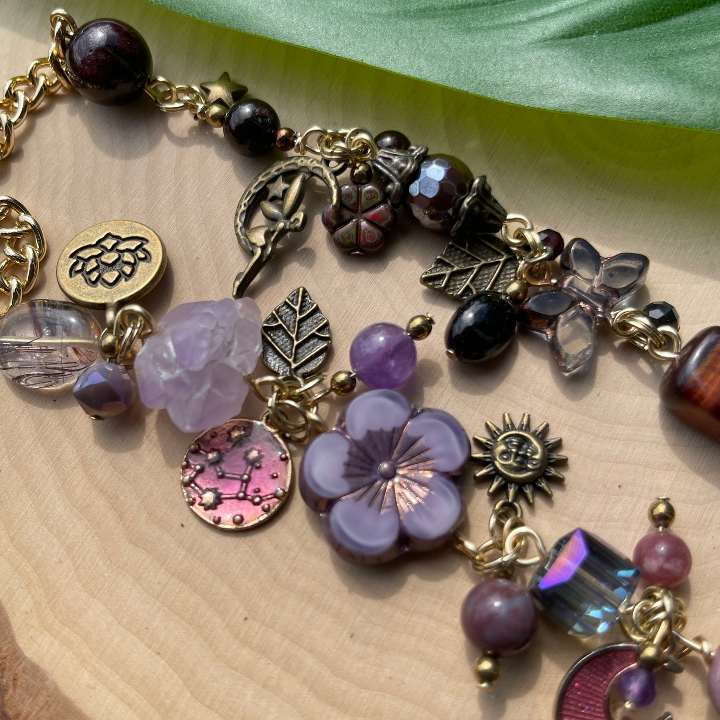 Garnet + Amber Charm Bracelet
