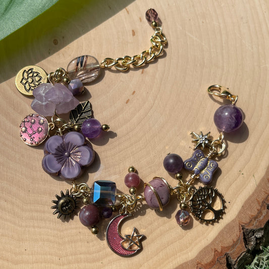 Cosmic Mauve Amethyst Charm Bracelet