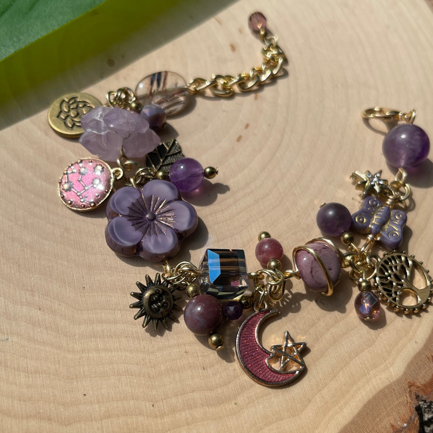 Cosmic Mauve Amethyst Charm Bracelet