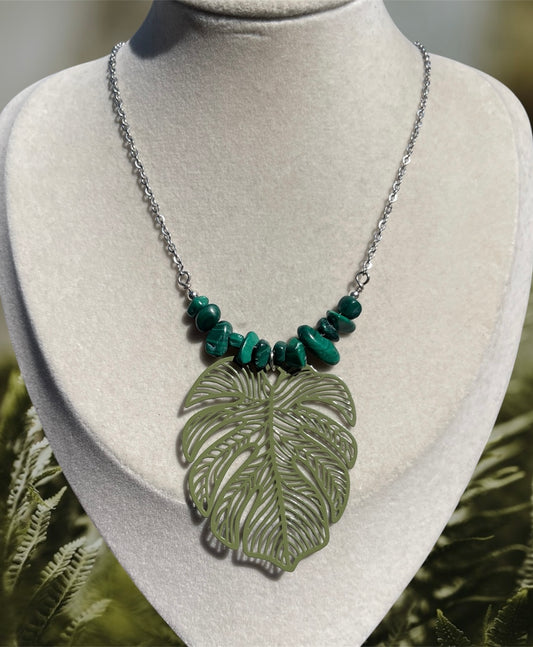 Malachite Leaf Necklace