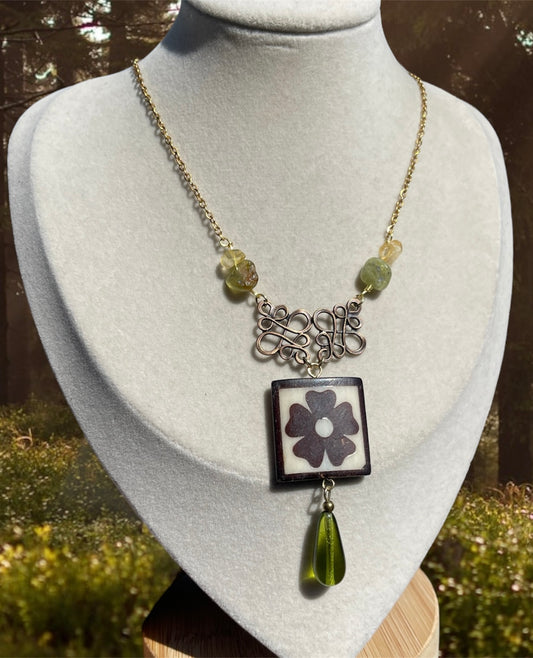 Green Garnet Flower Necklace