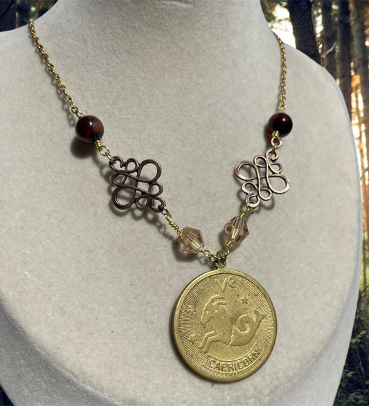 Garnet Capricorn Birthstone Necklace
