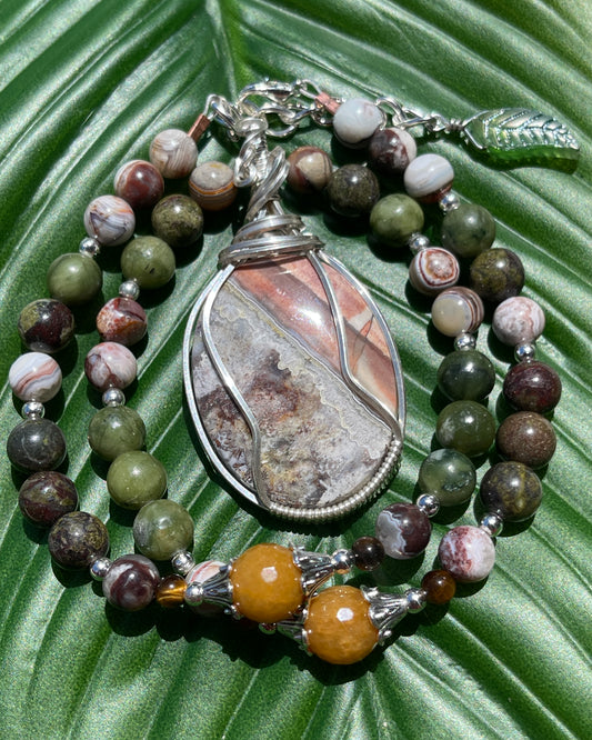 “Clay Canyons” Crazy Lace Agate Necklace