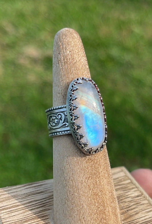 Size 6 • Rainbow Moonstone Ring