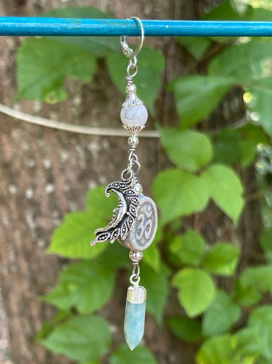 Amazonite + Howlite Ohm Hair Charm