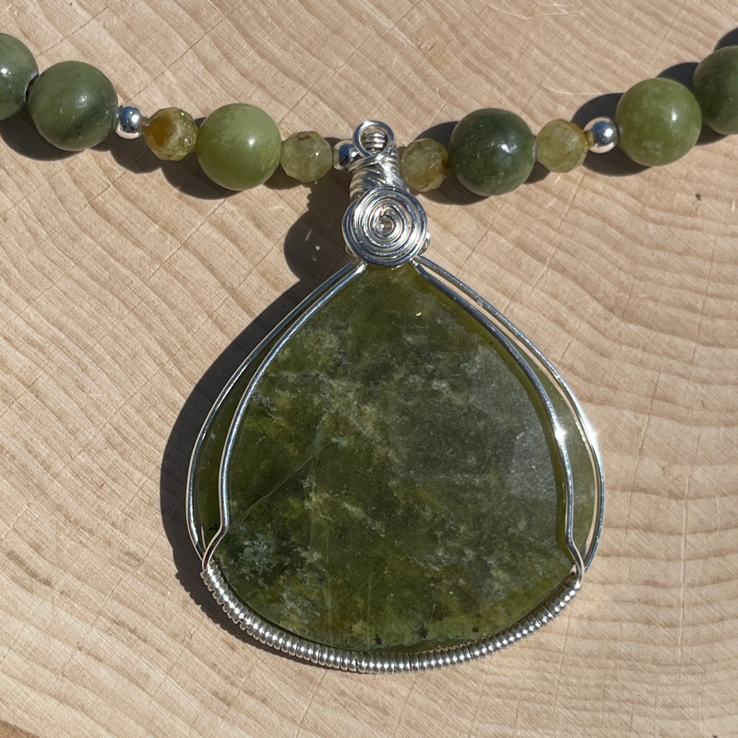 Josie • Vesuviante, Green Garnet + Jade Necklace