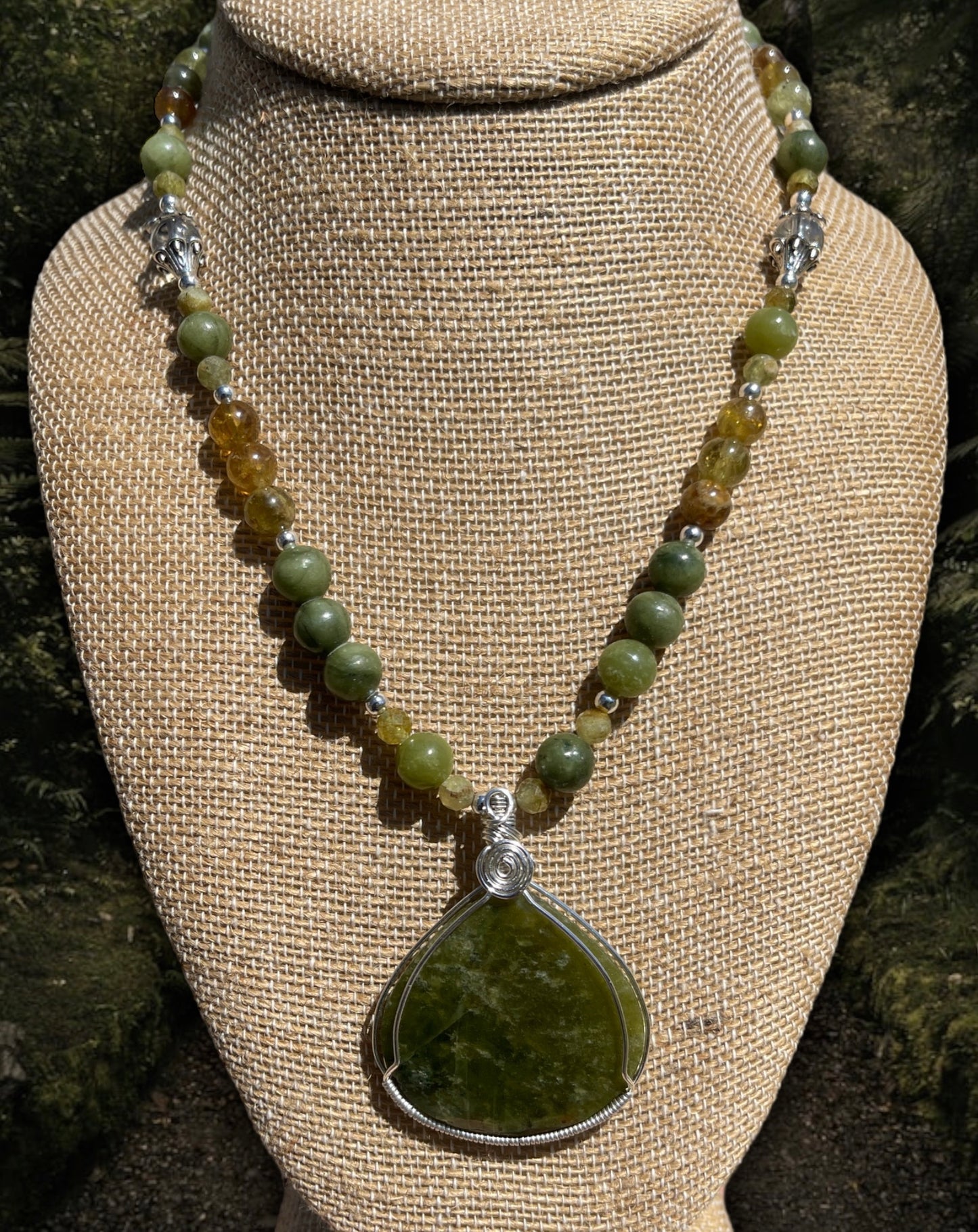 Josie • Vesuviante, Green Garnet + Jade Necklace