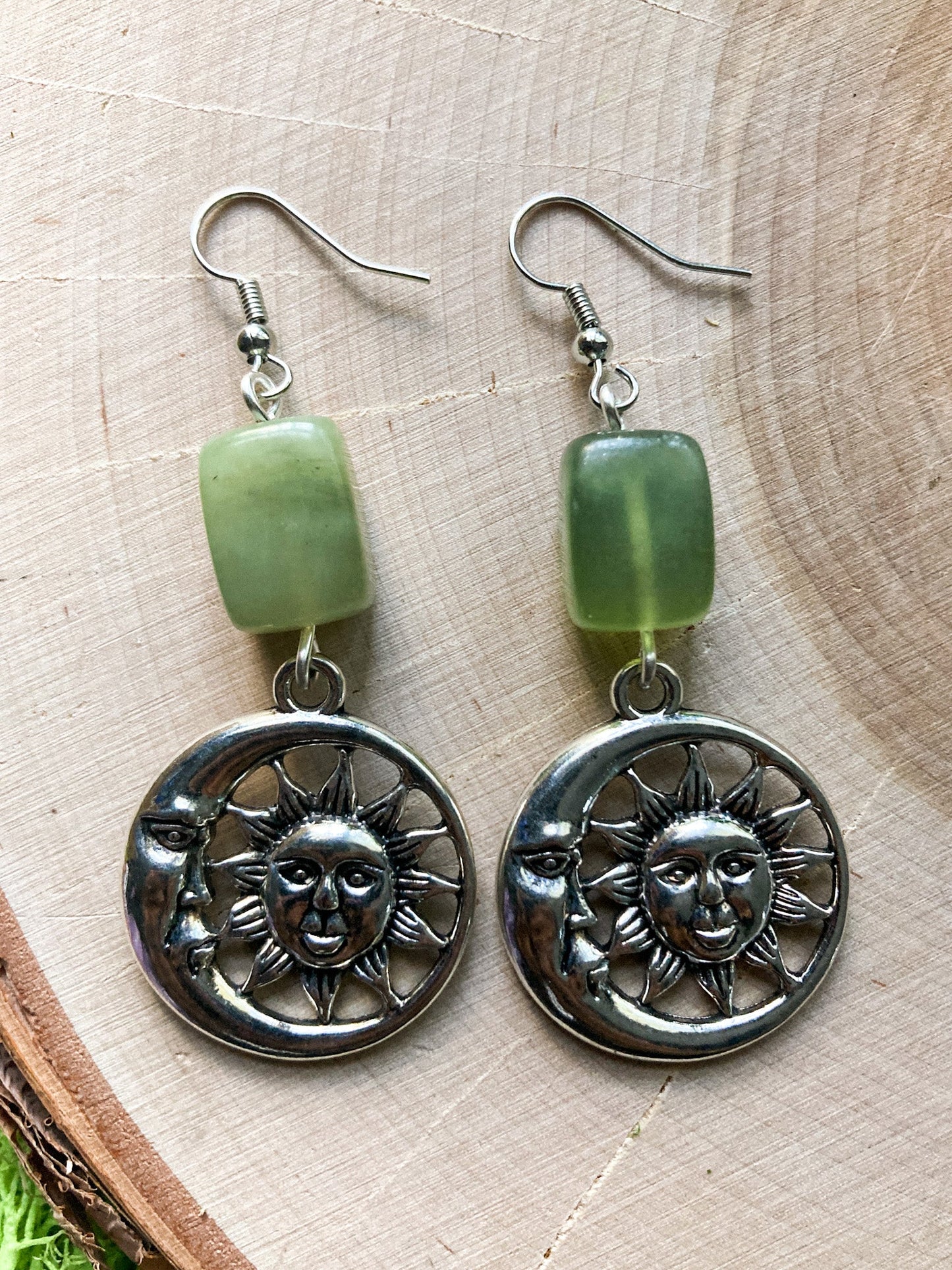 Green Jade Celestial Earrings